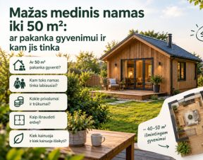 Mažas medinis namas iki 50 m&sup2;: ar pakanka gyvenimui ir kam jis tinka