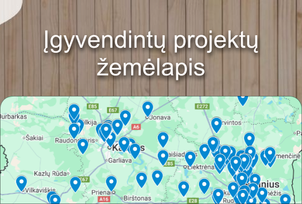 Įgyvendintų projektų žemėlapis