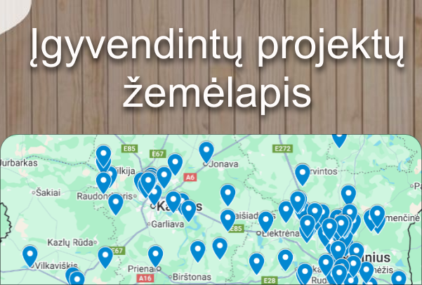 Įgyvendintų projektų žemėlapis